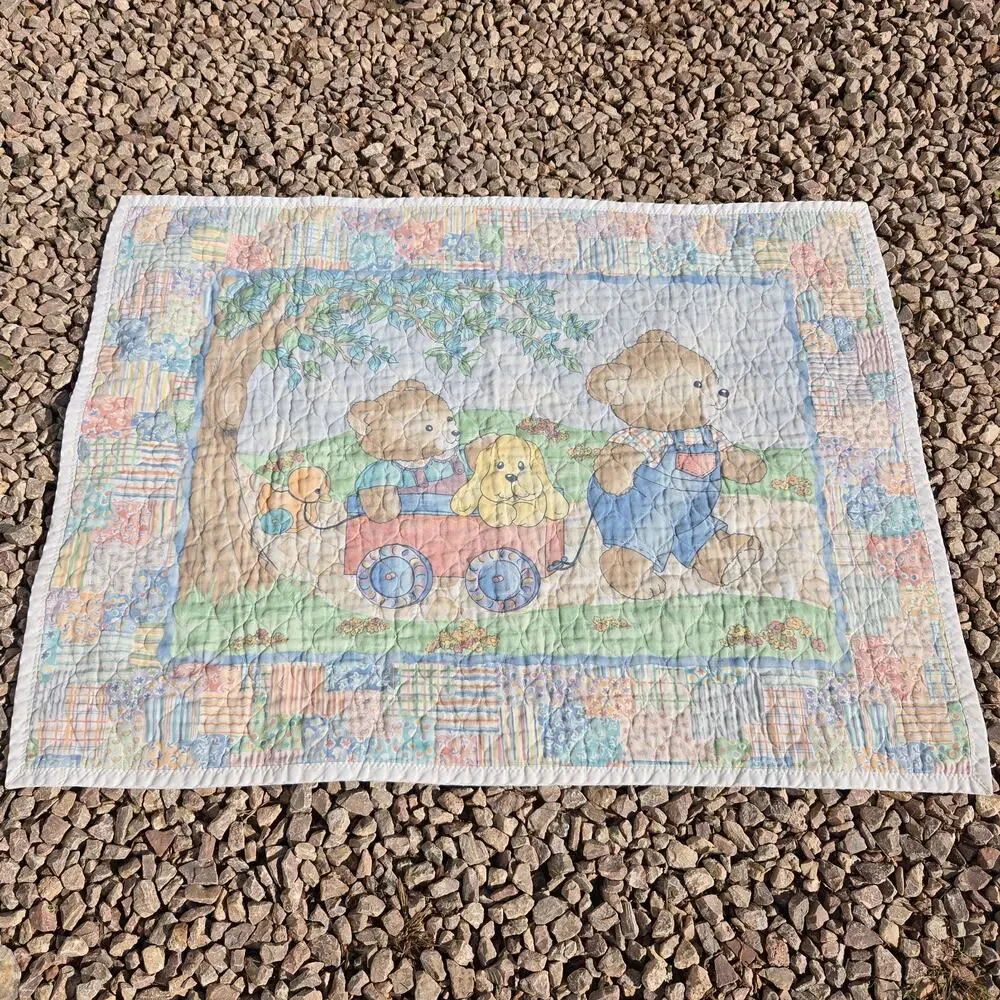 Vintage Baby Quilt Soft Pastel Colors‎ Nursery Cottagecore Approx. 42
